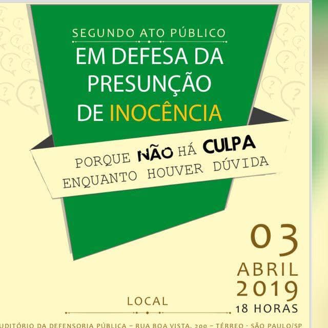 "Porque não há culpa enquanto houver dúvida”: campanha em defesa da presunção de inocência será lançada em abril