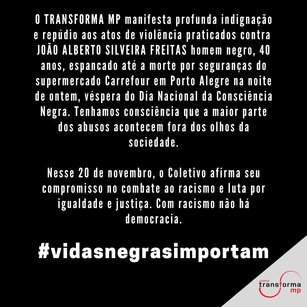 Nota de repúdio aos atos de violência contra João Alberto Silveira Freitas